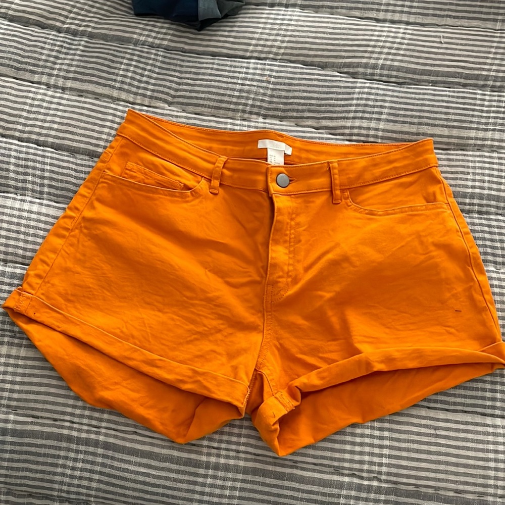 Orange Rolled up Shorts